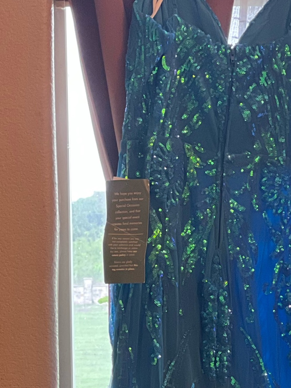 B. Smart Teal Sequin Prom Dress